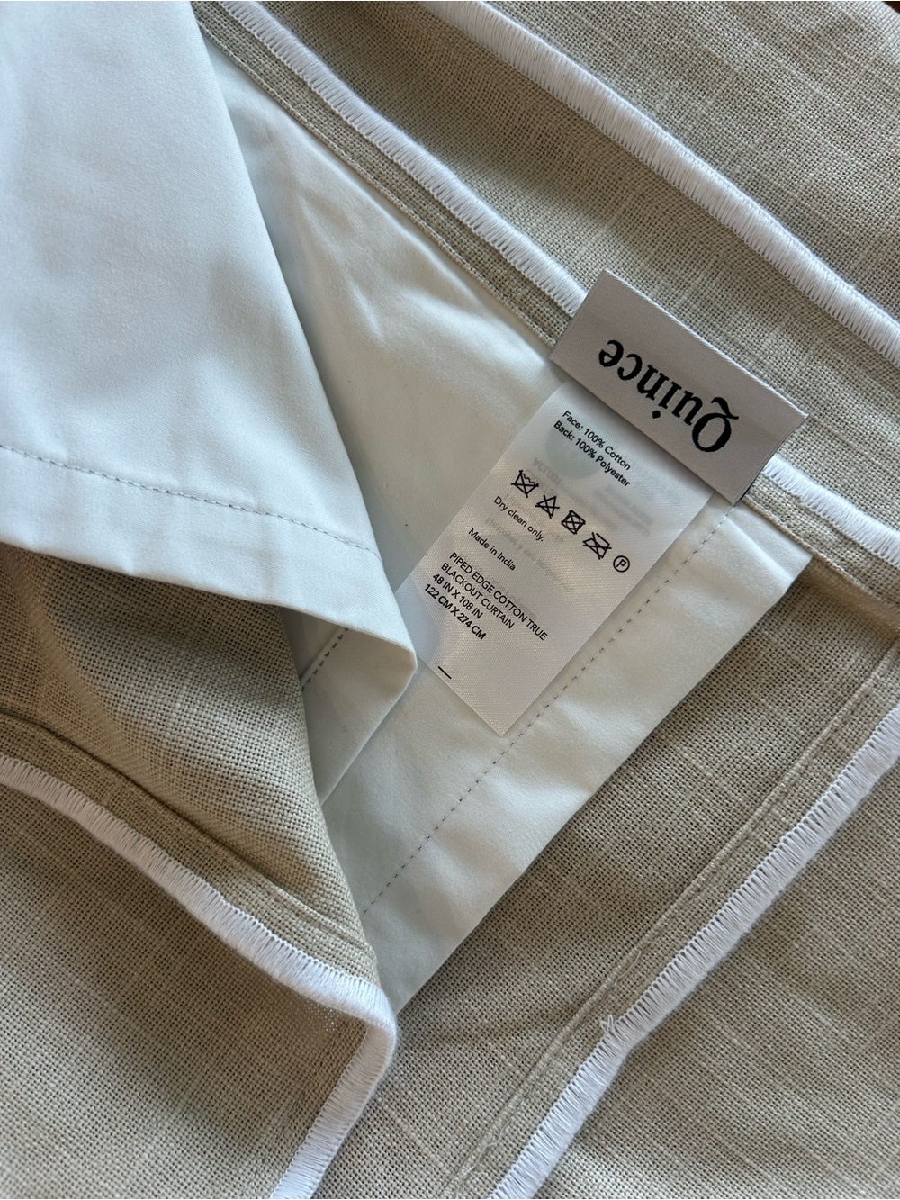 Quince 48x108 blackout piped edge curtain